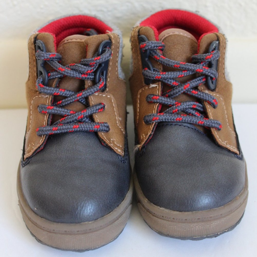 OSHKOSH B'GOSH SIZE 6 BOYS ANKLE BOOTS BLUE BROWN GRAY BRENT BOOT